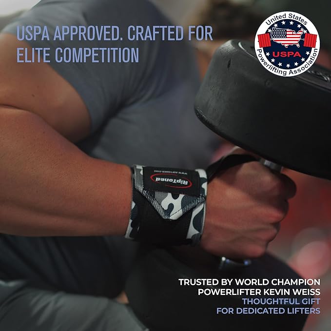 Rip Toned Wrist Wraps for Weightlifting – USPA & USAPL Approved 18" Wrist Straps for Powerlifting – Adjustable, Durable Gym Wraps with Thumb Loop – Maximum Support for Men & Women