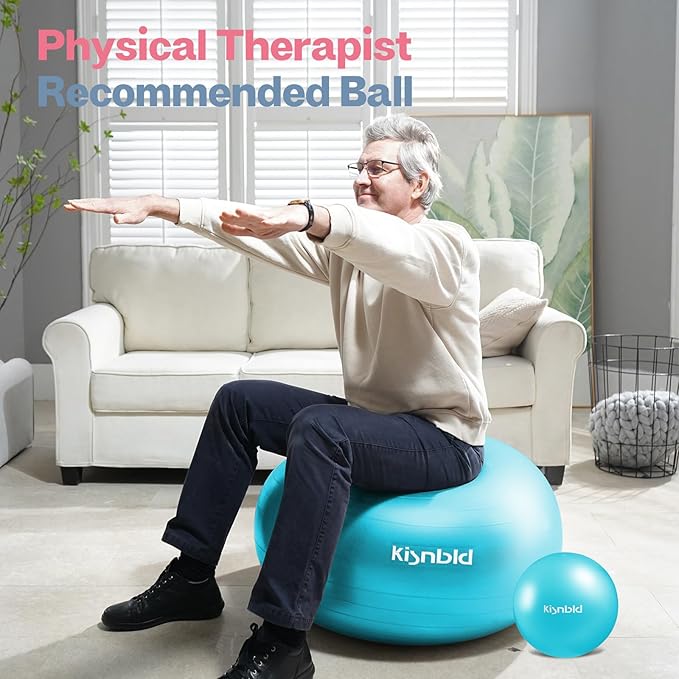kisnbld Exercise Ball, Extra Thick Yoga Ball for Workout Pregnancy Stability, 4 Sizes Anti-Burst Balance Ball with Foot Pump - Heavy Duty Fitness Ball Chair for Office, Home & Gym