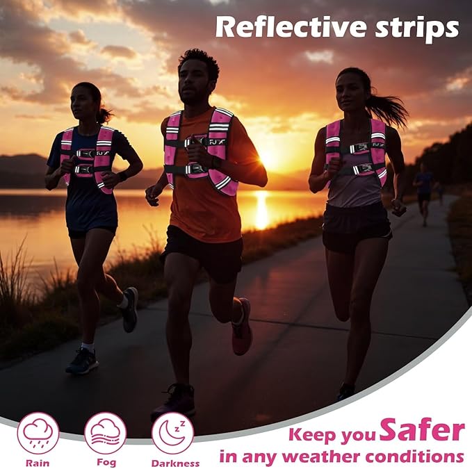 FUFF Weighted Vest Woman, 5/10/12/15/20/25/30 LB Womens Weight Vest for Walking, Strength Training Weight Vests for Female Men, Reflective Stripe Body Vest for Workout Running Jogging Fitness