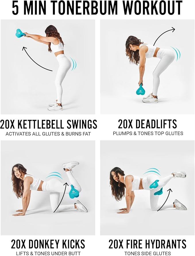 Booty Builder & Booty Trainer for Women & Men - Perfect Butt Workout Equipment for Glute Exercise, Buttocks Lifting - Iron Core Neoprene Weight with Non-Slip Grip