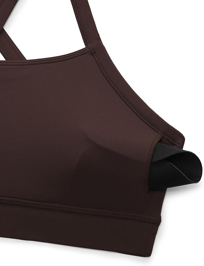 CRZ YOGA Butterlift Cut-Out Cross Back Sports Bras for Women - Medium Impact Adjustable Thin Straps Pilates Padded Gym Tops