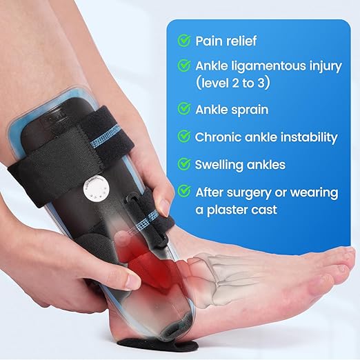 Velpeau Air Gel Foam Ankle Stabilizer Support Brace for Sprained Ankle, Ligament Injury, Tendonitis, Adjustable Rigid Stirrup Ankle Splint for Women and Men (Gel Version, Small, Right Foot)