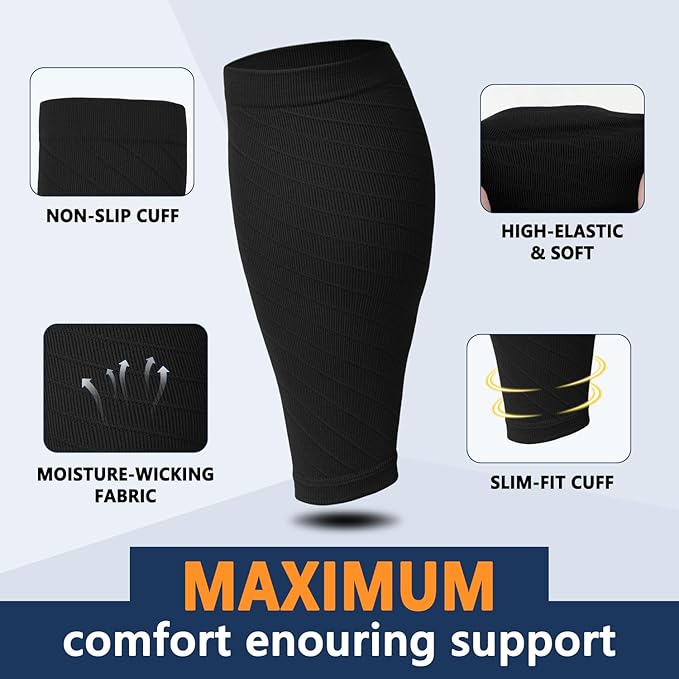 CTHH 3 Pairs Calf Compression Sleeves for Men & Women – Footless Compression Socks Leg Sleeve Support for Shin Splints