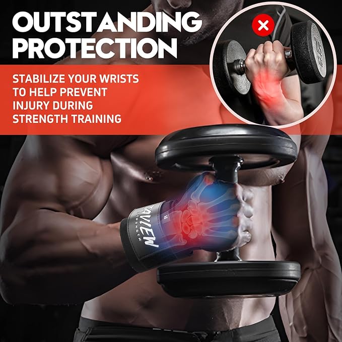 TAVIEW Wrist Wraps Weightlifting with Heavy Duty Thumb Loop, Powerlifting, Cross Training, Bodybuilding .21” Professional Grade for Gym Workout, Men and Women Weight Lifting and Strength Training