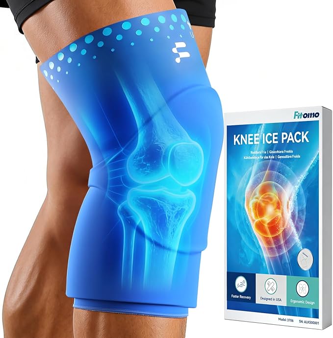 Knee Ice Pack Wrap Sleeve Thickened Core for Knee Pain, Targeted Swelling Relief During Recovery, Soft Flexible Gel, No Slip Compression Fit, Reusable Hot Cold Therapy for Post Activity, S