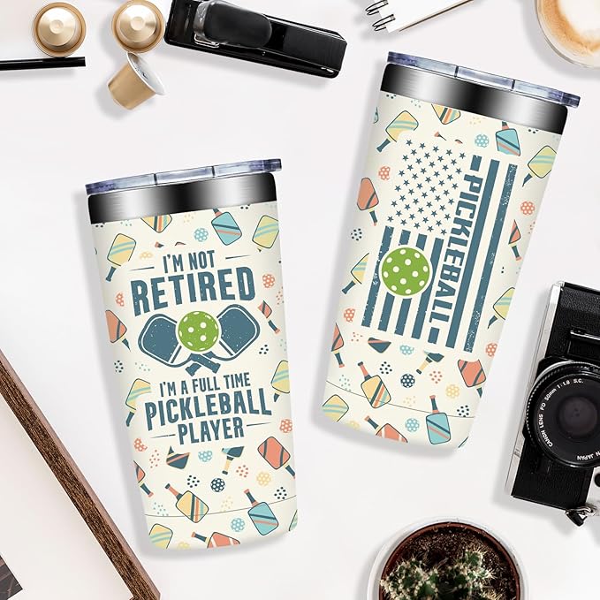 Pickleball Gifts for Women, Men - Pickle Ball Gifts for Woman - Christmas, Birthday Gifts for Pickle Ball Lovers - I'm Not Retired I'm a Full Time Pickleball Tumbler Cup 20 oz