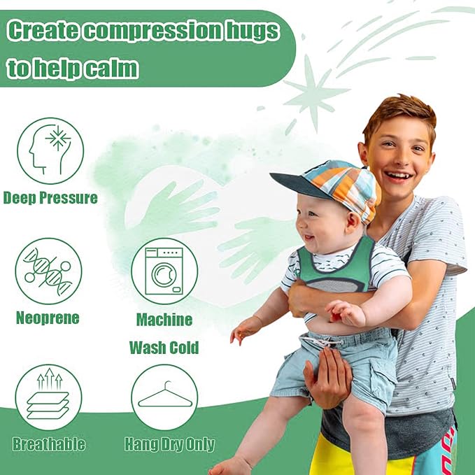 Compression Vest for Kids-Green, Weighted Vest for Kids Including 6 Removable Weights, (Medium, Ages 5 to 9)