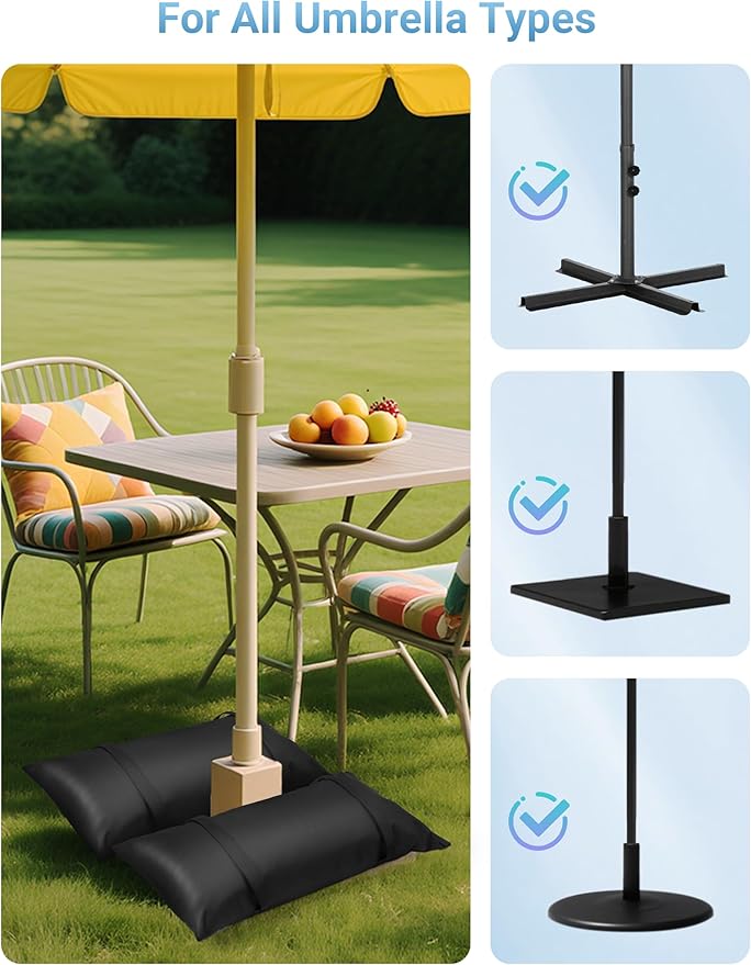 3 Packs Umbrella Base Weights Sandbags, Outdoor Sand Bags for Weight, Weatherproof Heavy Duty Weight Sandbag for Garden Furniture Umbrella Stand Cantilevers Poolside Accessories