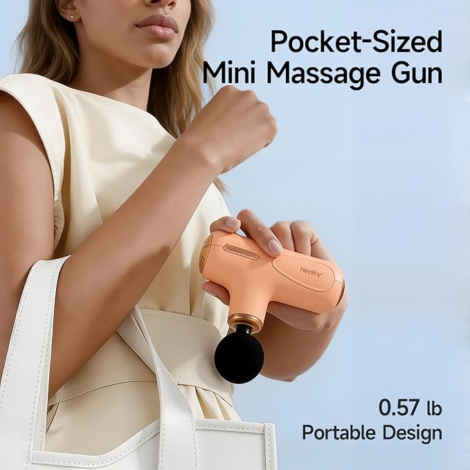 Super Mini Massage Gun Deep Tissue, Portable Handheld Muscle Massager with 5 Speed & 4 Heads for Athletes, Men & Women Muscle Recovery, Percussion Massager Quiet for Home, Gym, Office, Travel, Cream