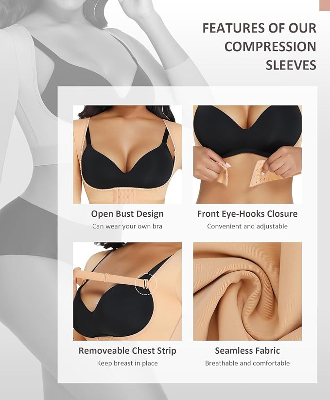 FeelinGirl Upper Arm Shaper for Women Faja Post Surgery Slimming Compression Sleeves Arm Lipo Compression Garments
