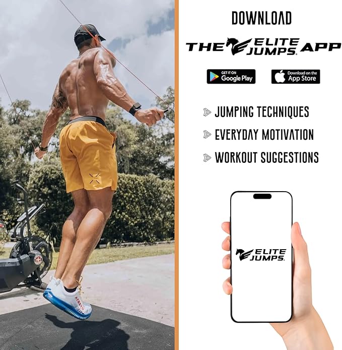 Elite Jumps Adult Core Beaded Jump Rope For Fitness - Workout Jump Rope - Beaded Fitness Skip Rope for Exercise Unbreakable 5" Handles - Designed for Beginners or Pros