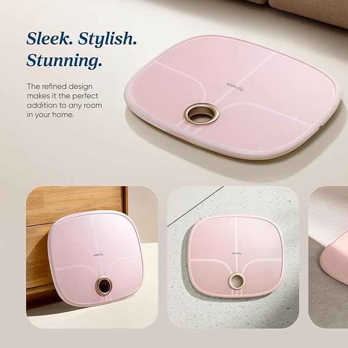 Etekcity Rechargeable Pink Smart Scale for Body Weight, BMI, Fat, Muscle Mass, Digital Bathroom Scale with 13 Metrics, Secret Mode, Bluetooth Connect to Free Apps, Cotton Candy Pink