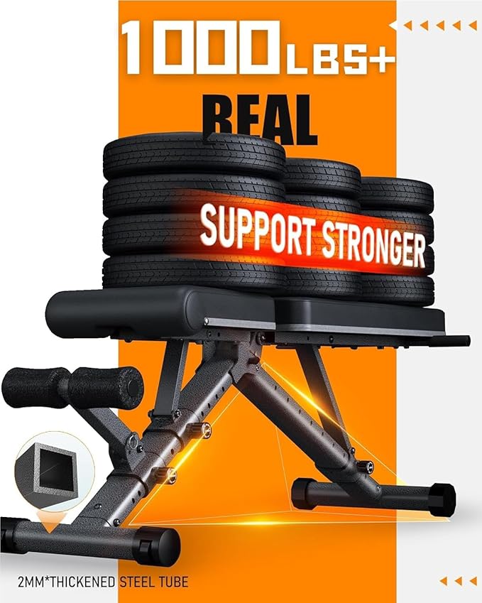 BARWING Adjustable Weight Bench Workout Bench, 1000/1300 LBS Heavy Duty Incline Decline Bench for Home Gym, Easy Assembly Foldable Training Lifting Bench
