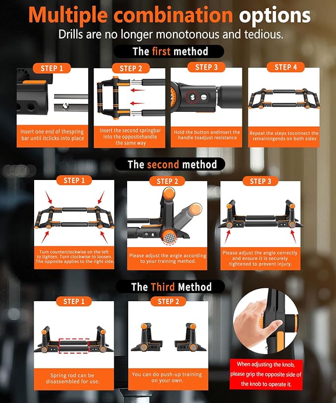 Twister Arm Trainer - 3-in-1 Adjustable Chest Workout Equipment,Portable Home Gym Chest & Arm Workout, Push Up Bars, 60-140lbs Resistance for Men Women