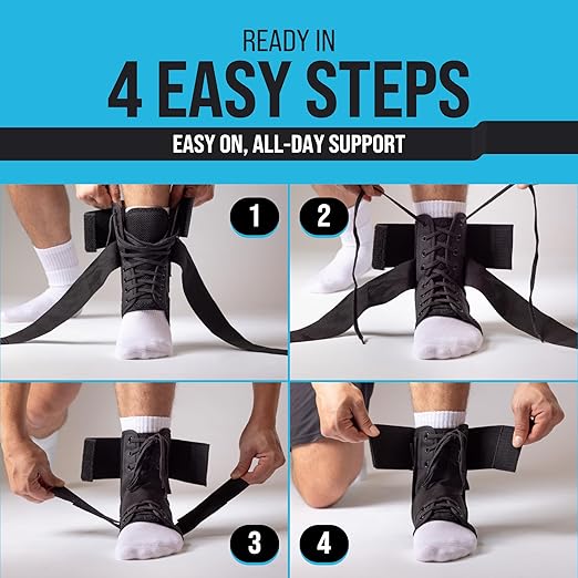 Z ATHLETICS Ankle Brace for Women & Men - Lace Up Adjustable Support with Side Stabilizers for Sprained Ankle, Achilles Tendonitis Relief | Basketball, Volleyball, Running & Sports Recovery