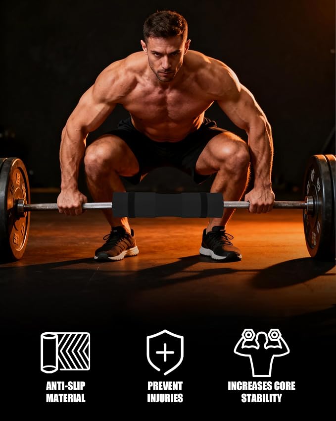 Garvee Barbell Pad, Hip Thrust Pad for Leg Training, Non-slip Thick Foam Squat Pad for Glute Support and Neck & Shoulder Protection with Two Straps, Fits All Olympic Barbell and Smith Machine