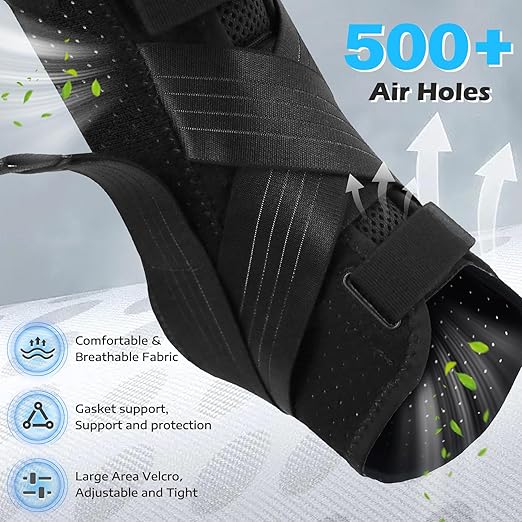 Ankle Brace for Sprained Ankle, Ankle Brace for Women Men Adjustable & Air Fabric Cool With 2 Removable Side Splints, Ankle Stabilizer for Basketball, Volleyball, Sports, Injury Recovery (Small)