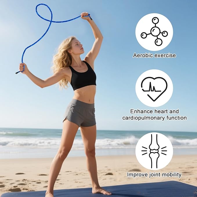Flow Rope Exercise Jump Rope For Fitness, Working Out, Flow with 9 Ft Adjustable Double Woven Workout Rope For Men, Women, Beginners' Training – Indoor & Outdoor Cardio