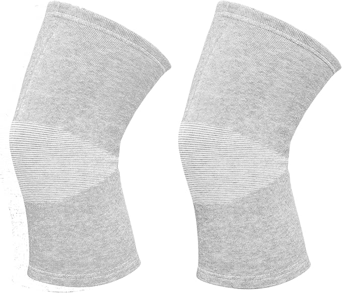 Bamboo Charcoal Knee Sleeve - Bamboo Knee Brace Bamboo Compression Knee Sleeve -Elastic Warm Knee Brace Bmboo Knee Sleeve for Arthritis (Gray, Large)