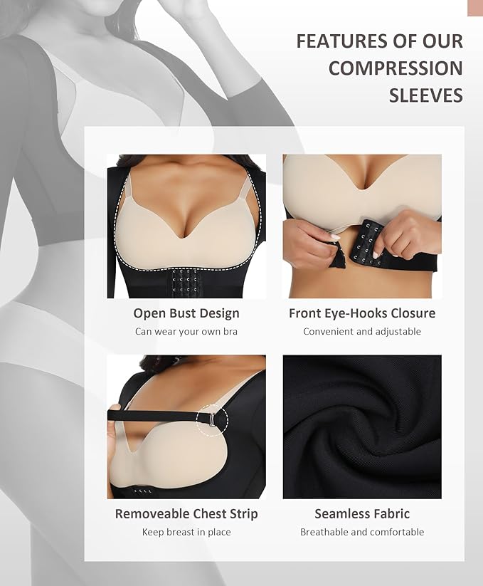 FeelinGirl Upper Arm Shaper for Women Faja Post Surgery Slimming Compression Sleeves Arm Lipo Compression Garments