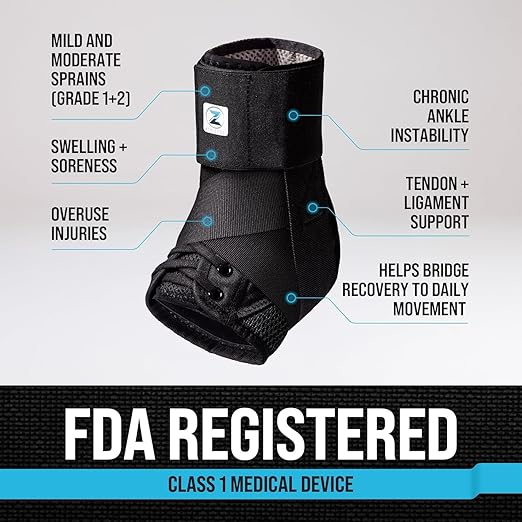 Z ATHLETICS Ankle Brace for Women & Men - Lace Up Adjustable Support with Side Stabilizers for Sprained Ankle, Achilles Tendonitis Relief | Basketball, Volleyball, Running & Sports Recovery