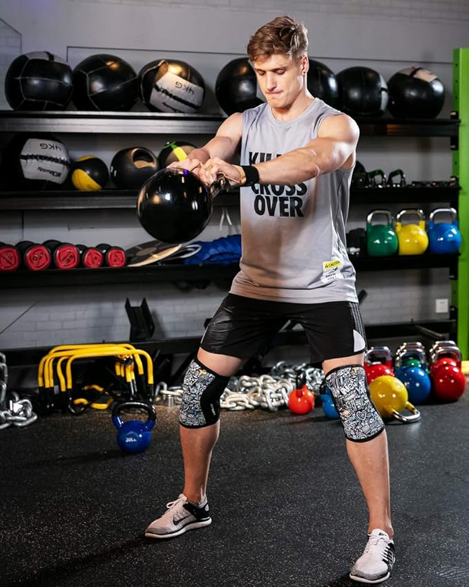 AEOLOS Knee Sleeves (1 Pair)，7mm Compression Knee Braces for Heavy-Lifting,Squats,Gym and Other Sports