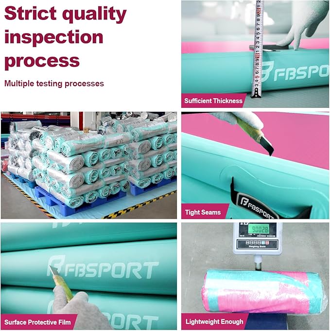 FBSPORT Inflatable Air Gymnastics Mat Training Mats 4/8 inches Thickness Gymnastics Tracks for Home Use/Training/Cheerleading/Yoga/Water with Pump