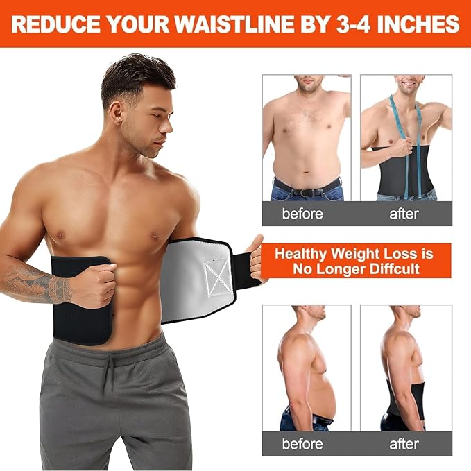 AMZBOSS Waist Trainer for Women & Men, Waist Sweat Band, Belly Band Sweat Belt, Stomach Wrap, Body Shaper Belt