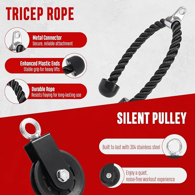 FitBeast Pulley System Gym, Cable Weight Pulley System for Gym LAT Pulldown, Biceps Curl Workout, Ideal Home Gym Equipment for Forearm, Shoulder, Strength Training