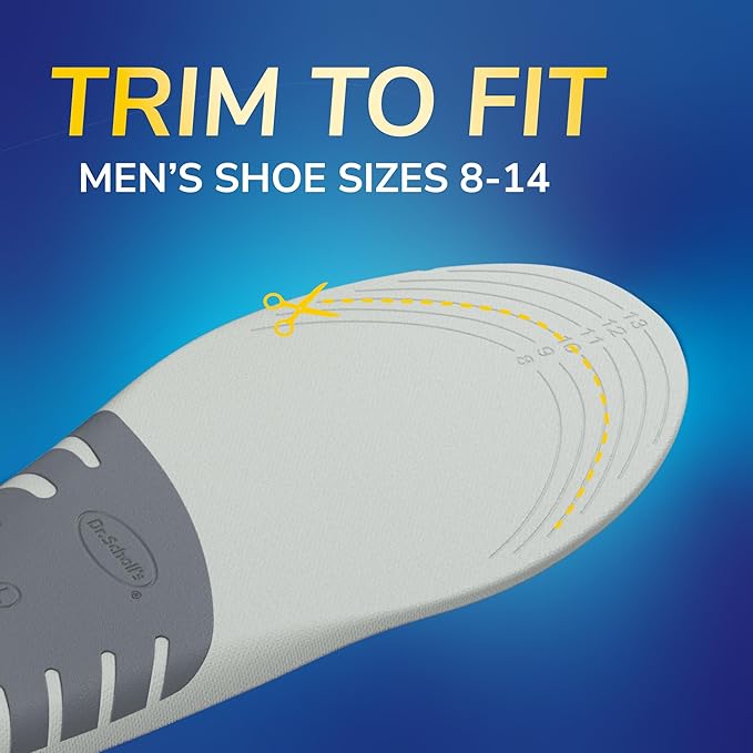 Dr. Scholl’s Flat Feet Support Insoles for Men, Size 8-14: Immediately Relieve Discomfort, Cradle Feet & Improve Ankle Alignment, Due to Overpronation, Low & Fallen Arches, Reduces Lower Body Stress