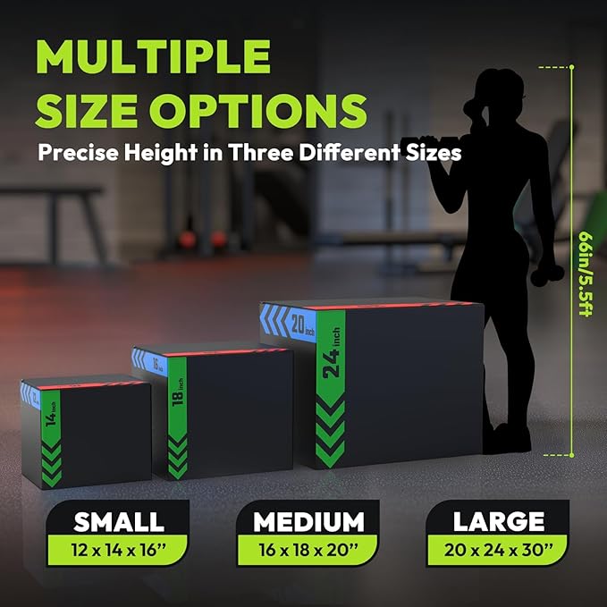 HANDBODE 3-in-1 Plyometric Box, Jumping Exercise Equipment Trainer with Non-Slip Surface for Workout Training, Pro-Duty HIIT Exercise Foam Plyo Box, Home Gym