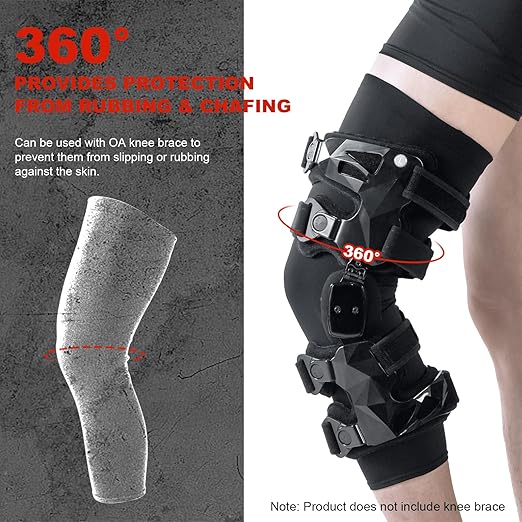 Knee Brace Undersleeve - Knee Undersleeves for Women & Men Leg Undersleeve for Knee Brace, Closed Patella, M 2 Pieces