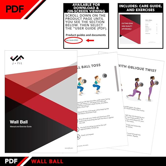 JFit Wall Ball – Premium Soft Weighted Exercise Ball for Strength, Conditioning, Gym & Home Workouts, 4-30 LB