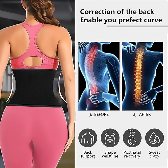 AMZBOSS Waist Trainer for Women Lower Belly Fat, Waist Sweat Band for Women, Belly Band Sweat Belt, Stomach Wrap, Body Shaper