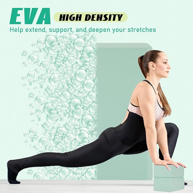 Wettarn 6 Pack Yoga Blocks 9 x 6 x 4 Inch EVA Foam Lightweight Non Slip Yoga Props for Pilates Stretching Meditation