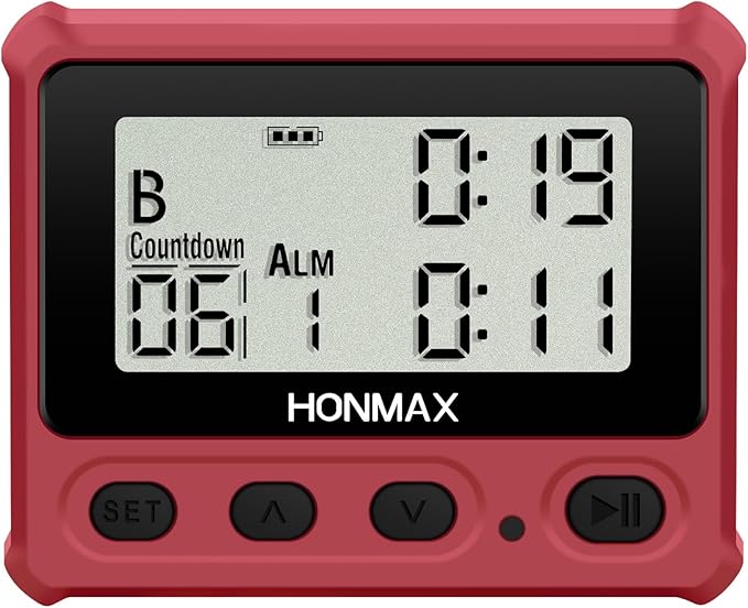 Digital Interval Timer, Stopwatch with Backlight, USB-C Rechargeable Clock, Red