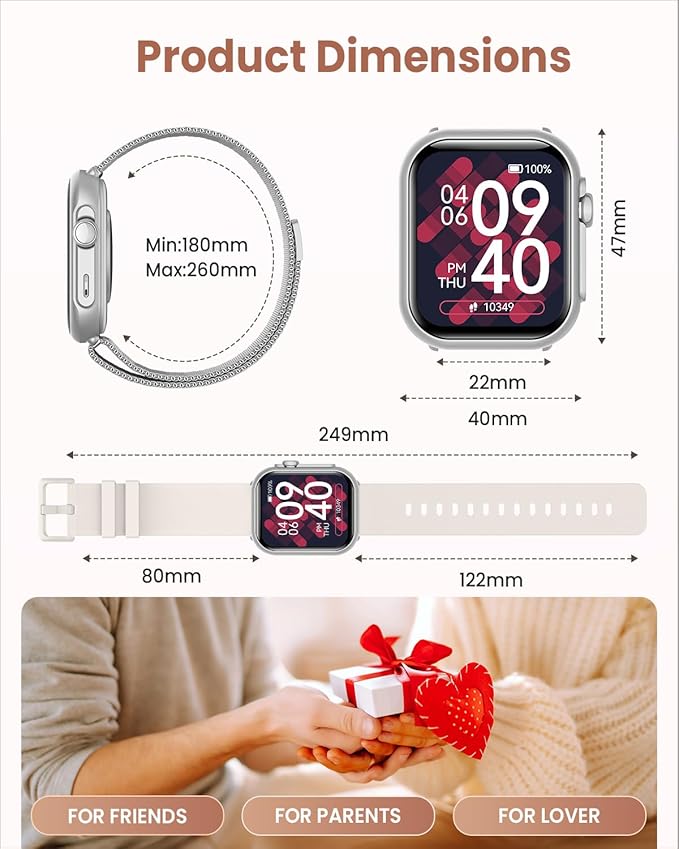1.83" HD Smart Watch, 30 Days Battery Life, Sleep/Heart Rate/SpO2/Blood Pressure Monitor, Calls/Messages/Notifications, 5ATM 110+ Sports Modes Fitness Tracker Watch, for Women & Men/ Android & iPhone