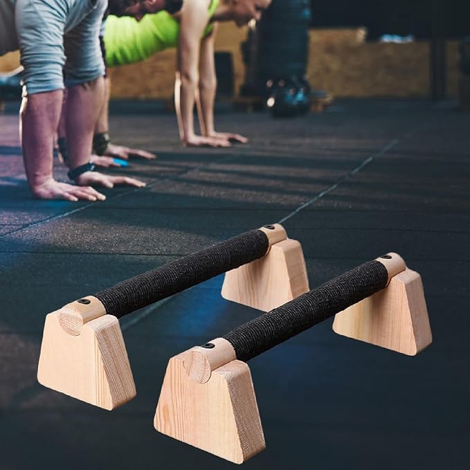2 Pieces Push up Bar Wooden Parallettes Bar Pushup Handles Portable Anti Slip Push up Stand for Exercise Gymnastics Workout