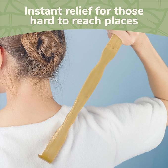 BambooMN 17 Inch Bamboo Wooden Back Scratcher Smooth Massage Roller Handle for Itching Stress Relief, 10 Units