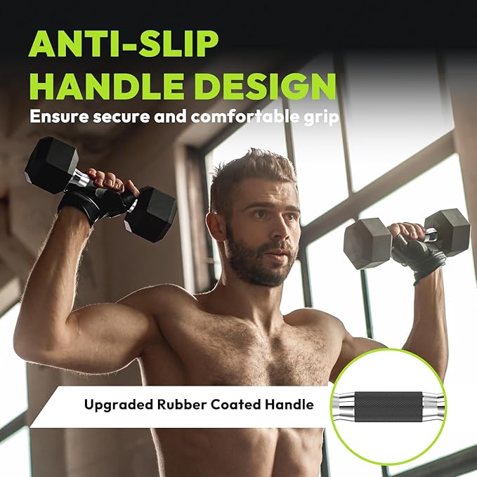 Hex Dumbbell Set 2.5-65 lb, Rubber Encased Hex Dumbbells for Home Gym, Weights Dumbbells Set of 2 Hand Weights for Strength Training & Fitness Exercise