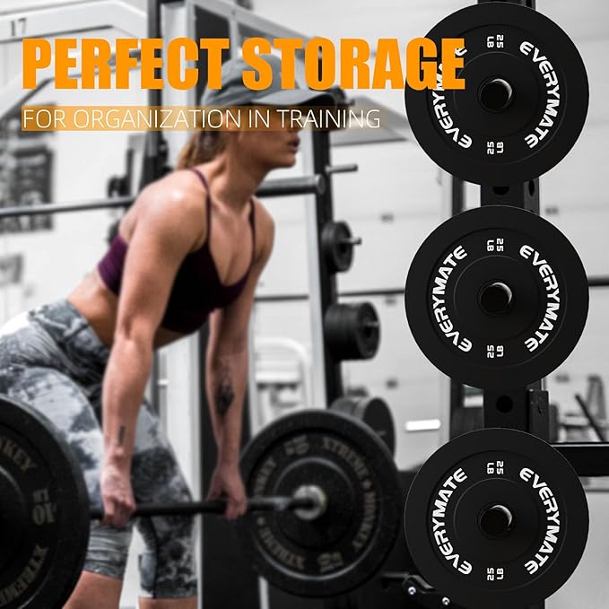 EVERYMATE Weight Plate Holder: Power Rack Attachments Weight Plate Holder Storage for 2 inch Olympic Plates, 2x2 3x3 2x3 Power Cage Accessories for 5/8 inch holes (4 Pack)