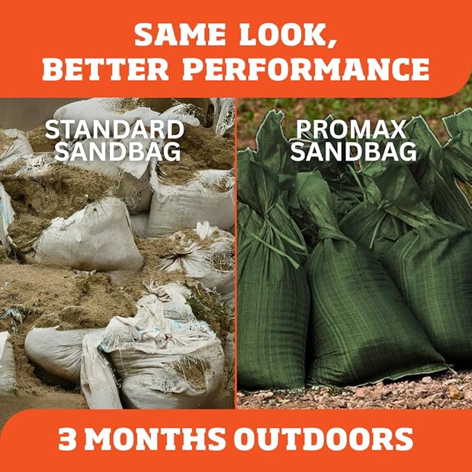 DURASACK Pro Max Heavy Duty Sand Bags for Flooding with 4,000 Hours UV Protection Sandbags for Weight, 100 lbs Capacity, 14x26 in, Green, 20 Count