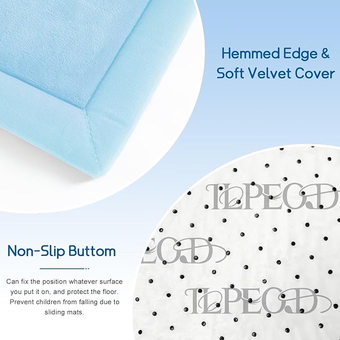 Baby Play Mat for Floor Nursery Muscle Mat Area Playroom Rug 39"x59" Memory Foam 1.3" Thick Crawling Mat for Babies,Toddlers, Infants,Kids (Ice Blue)