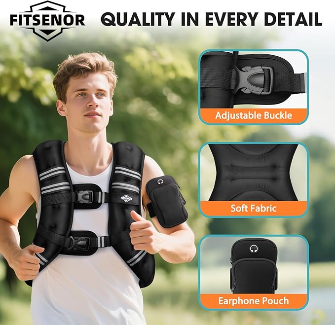 Weighted Vest for Women Walking, 6lb/8lb/12lb/16lb/20lb/30lb Strength Training Weight Vests with Phone Pocket, Comfortable Weighted Vest for Running Men, Rucking, Weight Loss, Gym Accessories
