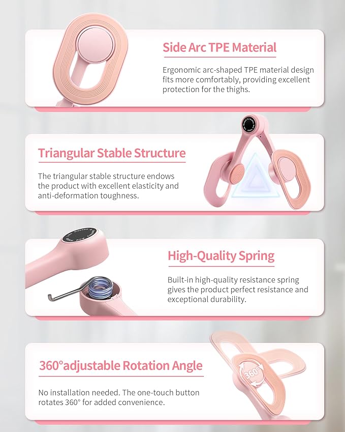 Thigh Trainer Kegel Exerciser - 360° Adjustable Thigh & Pelvic Floor Strengthener, Multi-Function Home Gym Equipment for Women's Inner Thigh, Hip, Leg and Arm Workouts