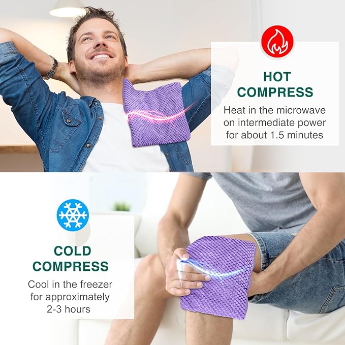 Microwavable Heating Pads 15 * 9" for Pain Relief, Weighted Moist Microwave Heat Pad for Cramps, Neck Shoulder, Back, Warm Compress Rice Bean Bag Hot Pack for Muscles, Joints Ache, Unscented,2 Pack
