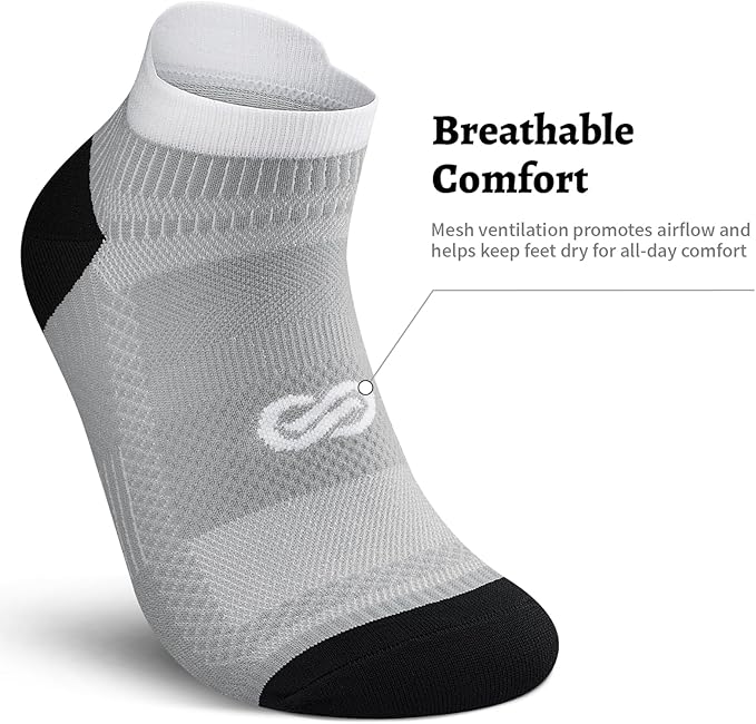 PAPLUS Compression Socks for Men & Women, 2/4/6 Pairs Ankle Running Socks with Arch Support, Ankle Support, Plantar Fasciitis
