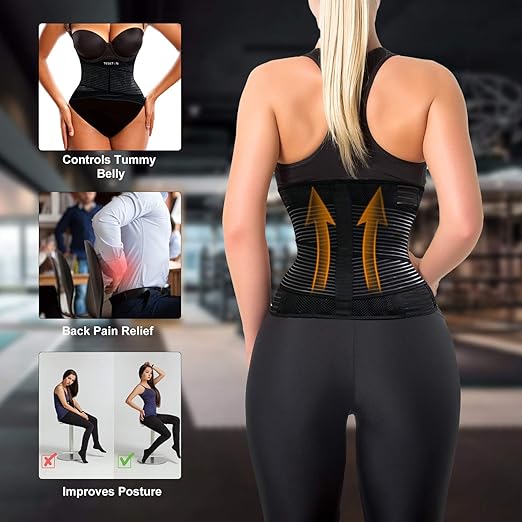 TESETON Back Brace for Men and Women, Relief Lower Back Pain Herniated Disc, Sciatica, Scoliosis, Breathable Mesh, Lumbar Support Belt with 8 reinforced Bones, Easy to Use or Carry WT02 Black-XS