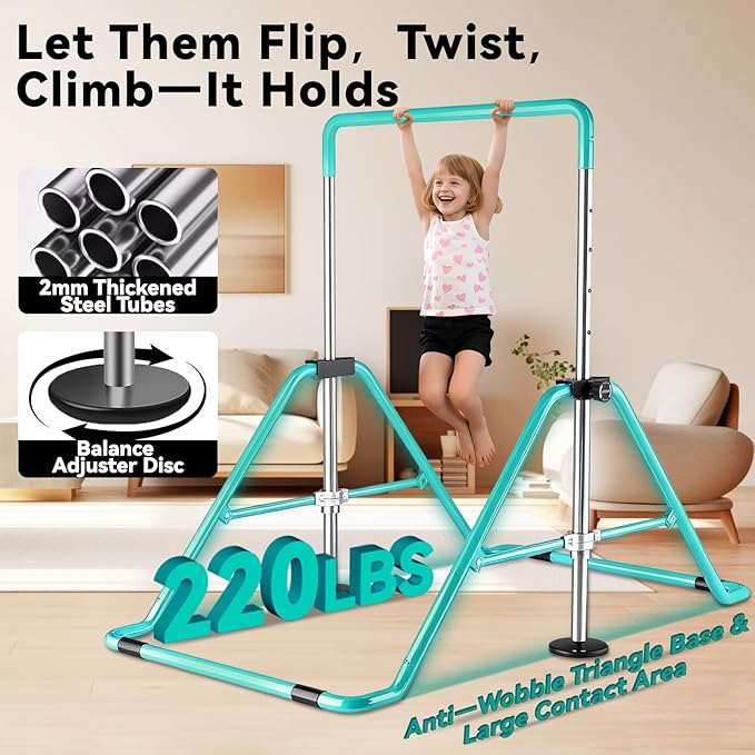 Kids Gymnastics Bar Gymnastic Equipment for Home Adjustable Height Gymnastic Training Bar Gymnastic Stuff for 3-7 Years Old Girls