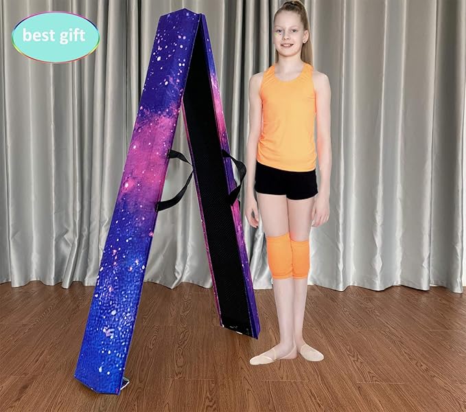 MARFULA 6 FT / 8 FT / 9 FT Folding Gymnastics Beam Foam Balance Floor Beam - Extra Firm - Suede Cover - Anti Slip Bottom with Carry Bag for Kids/Adults Home Use
